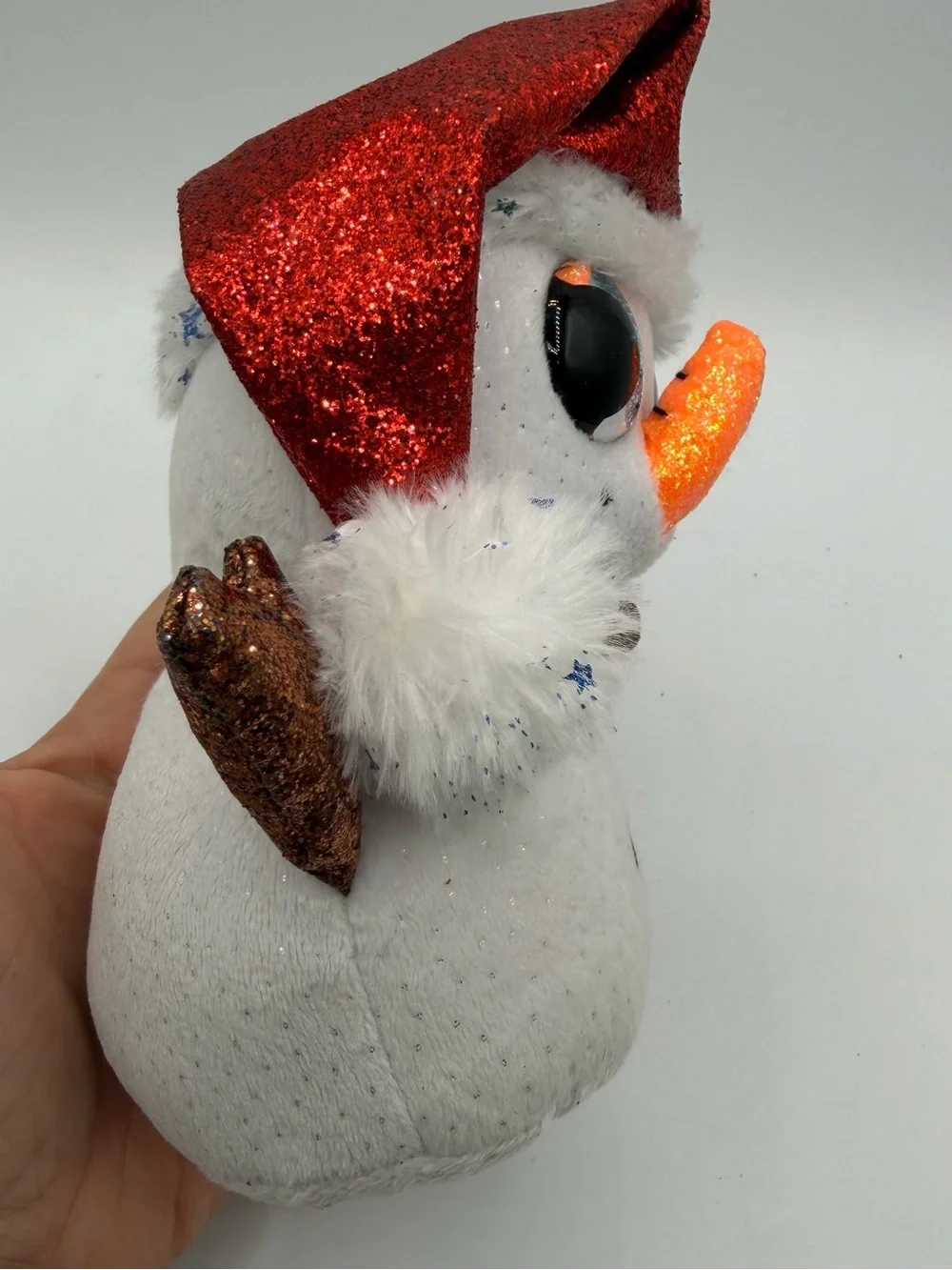 Ty Beanie Boos Flurry Snowman Plush 6” 2019 Christmas Glitter Eyes Holiday